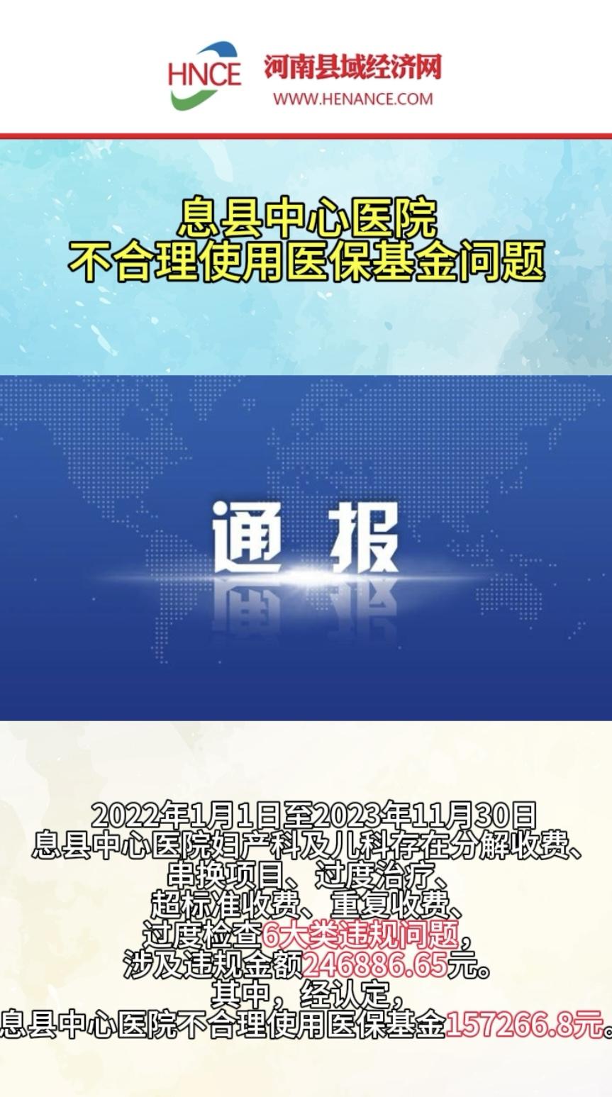 息县中心医院不合理使用医保基金问题