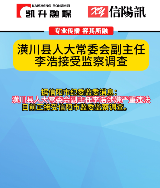 潢川县人大常委会副主任李浩接受监察调查