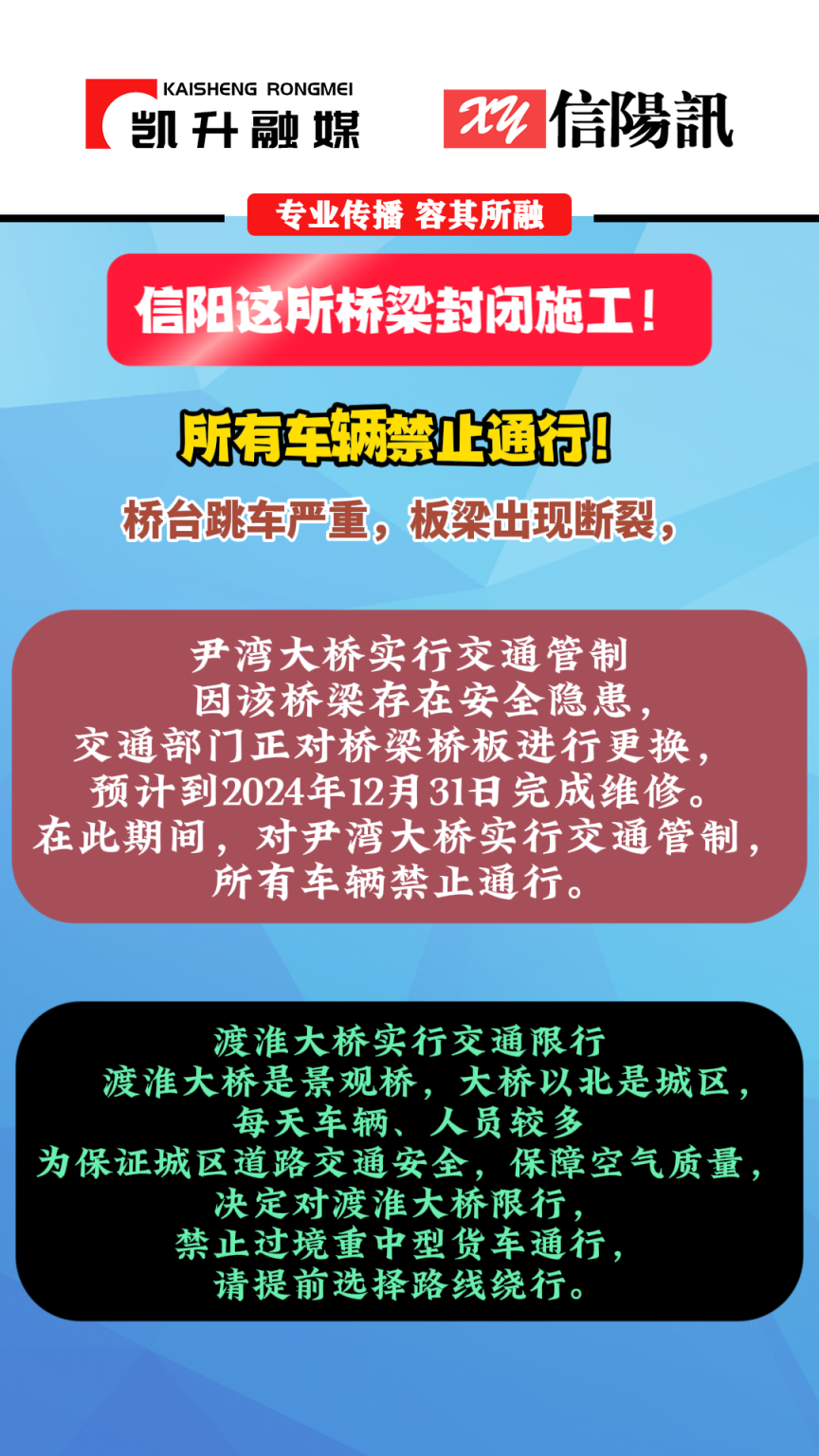 关于G230线息县尹湾大桥桥梁加固大修工程施工期间交通禁行 和车辆绕行的公告 #信阳 #息县 #交通